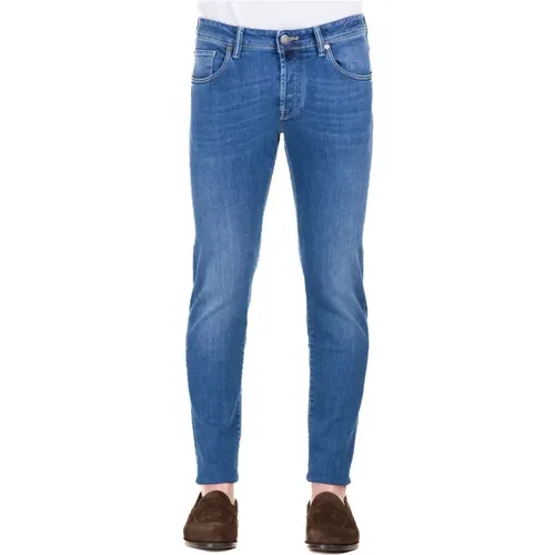 Klassische Blaue Skinny Jeans für Männer , Herren, Größe: W30 - Incotex - Modalova