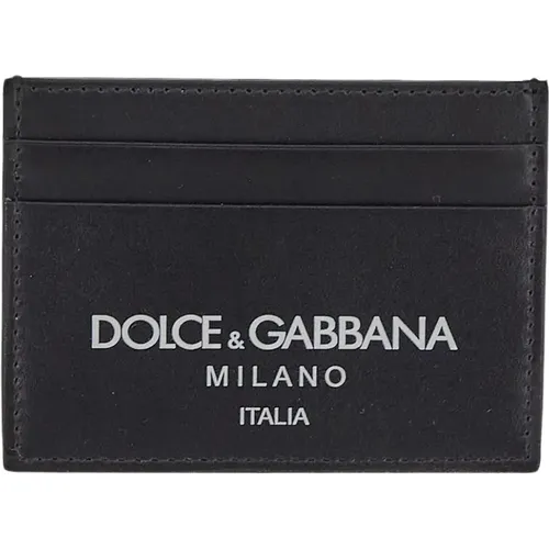 Schwarzes Leder Logo Print Kartenhalter - Dolce & Gabbana - Modalova
