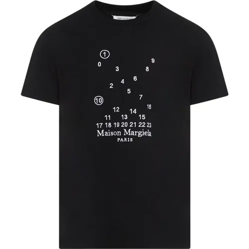 Schwarzes Baumwoll T-Shirt , Herren, Größe: L - Maison Margiela - Modalova