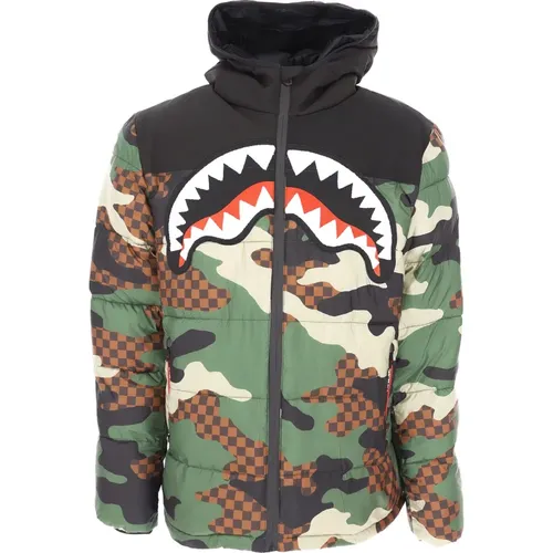 MultiColour Hooded Puffer Jacket , male, Sizes: L, M - Sprayground - Modalova