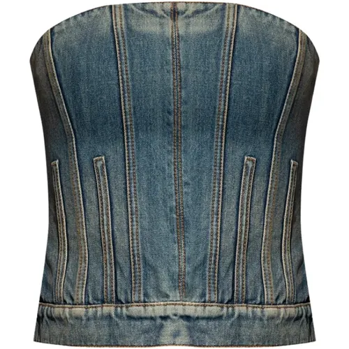 Ärmelloses Denim-Korsett , Damen, Größe: L - alexander mcqueen - Modalova