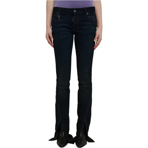 Stretch Denim Skinny Jeans with Logo Charm , female, Sizes: S, 2XS - Dsquared2 - Modalova