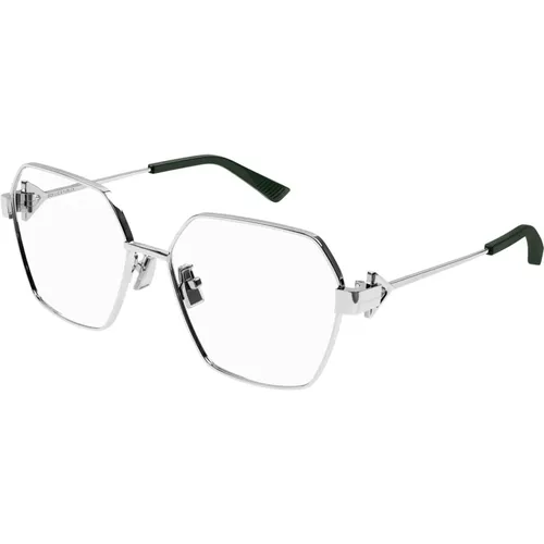 Silberne Brillengestelle , unisex, Größe: 57 MM - Bottega Veneta - Modalova