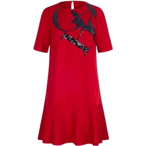 Rotes Pailletten Neopren A-Linien Kleid - Carolina Herrera - Modalova