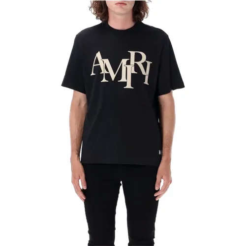 Schwarzes T-Shirt mit versetztem Design - Amiri - Modalova