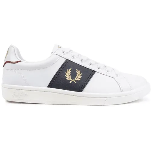 Weiße Sneaker mit Lederseitenpanel , Herren, Größe: 41 EU - Fred Perry - Modalova