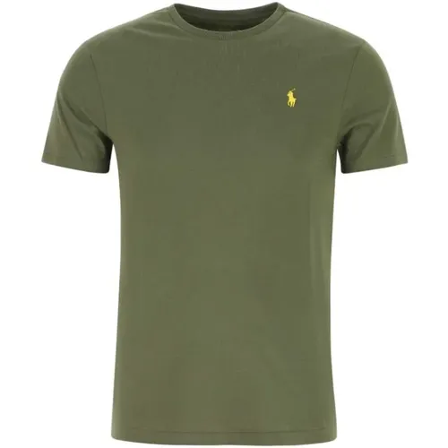 Grünes T-Shirt mit Rundhalsausschnitt - 100% Baumwolle , Herren, Größe: M - Ralph Lauren - Modalova