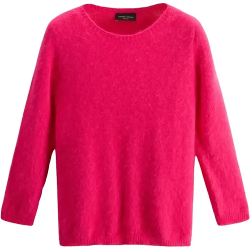 Angora Pullover 3/4 Arm Fuchsia , Damen, Größe: S - Roberto Collina - Modalova