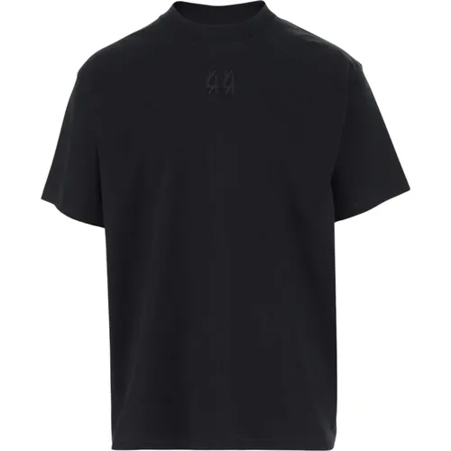 Schwarzes Baumwoll-T-Shirt mit Logo-Print , Herren, Größe: M - 44 Label Group - Modalova