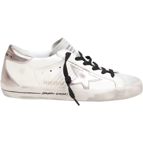 Weiß/Eis Leder Sneakers Runde Spitze , Damen, Größe: 40 EU - Golden Goose - Modalova