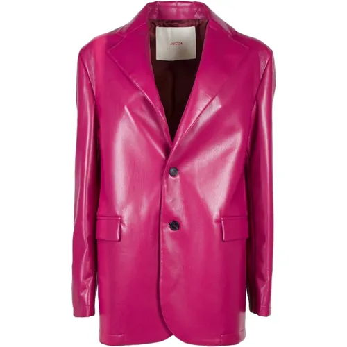 Satin Jacket with Contrast Buttons - Made in Italy , female, Sizes: XS - Jucca - Modalova