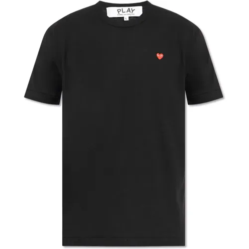 T-shirt with logo patch , male, Sizes: XL - Comme des Garçons Play - Modalova