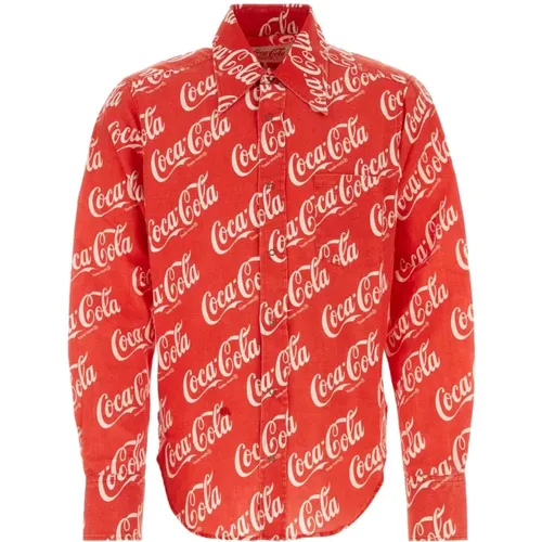 Baumwolle Leinen CocaCola Hemd , Herren, Größe: M - ERL - Modalova