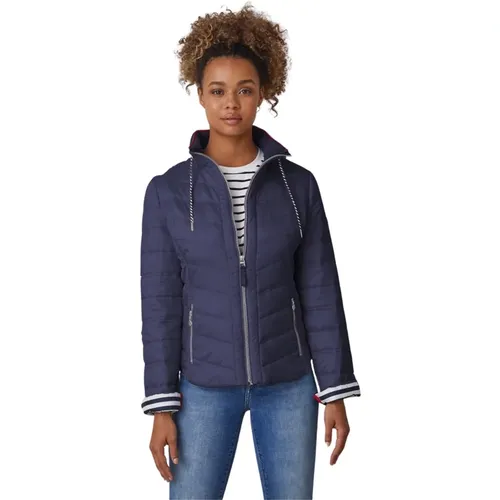 Moderne Passform Marineblaue Jacke mit Gestreiftem Print , Damen, Größe: 2XL - Junge - Modalova