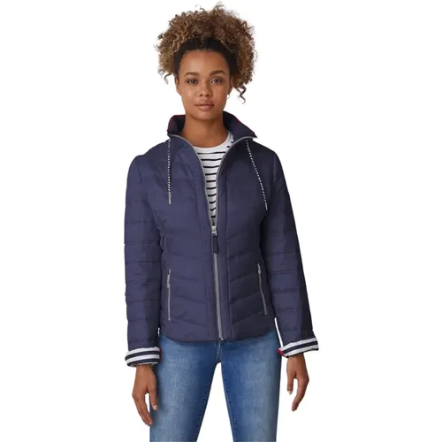 Moderne Passform Marineblaue Jacke mit Gestreiftem Print , Damen, Größe: L - Junge - Modalova