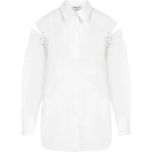 Optisch Weiße Hemd , Damen, Größe: S - alexander mcqueen - Modalova