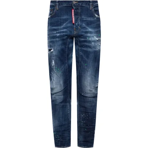 Slim Fit Medium Denim Jeans mit Distressed-Detail , Herren, Größe: W34 - Dsquared2 - Modalova