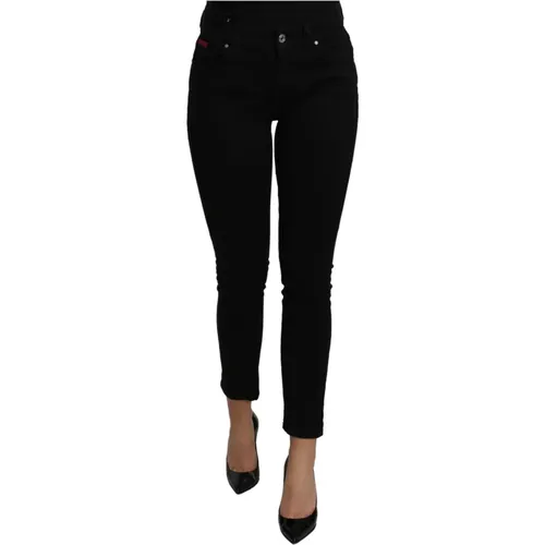 Schwarze Mid Waist Slim Denim Stretch Jeans , Damen, Größe: 2XS - Dolce & Gabbana - Modalova
