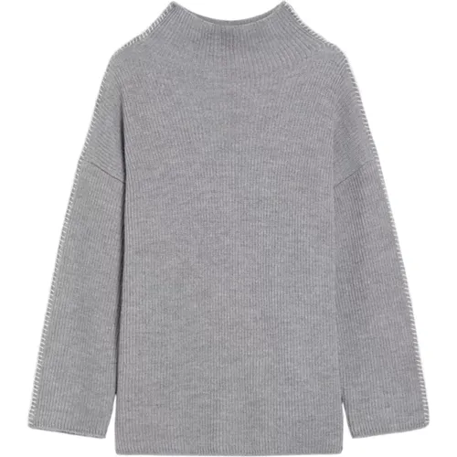 Grauer Wollpullover Box-Silhouette , Damen, Größe: S - Max Mara - Modalova