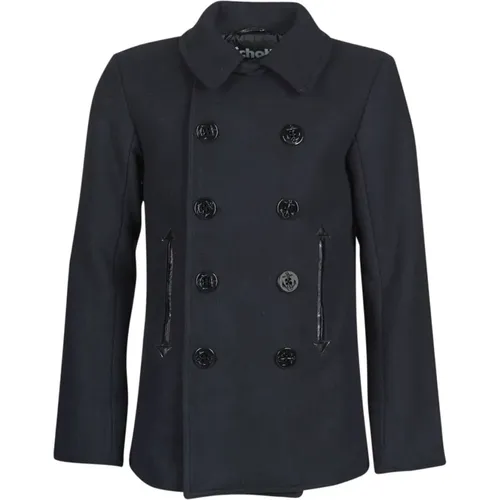 Blauer Woll-Peacoat Mantel , Herren, Größe: XL - Schott NYC - Modalova