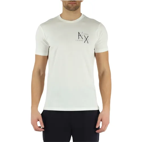 Slim Fit Baumwoll T-Shirt mit Frontlogo-Druck , Herren, Größe: 2XL - Armani Exchange - Modalova