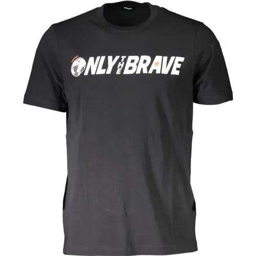 Schwarzes Logo Baumwoll-T-Shirt , Herren, Größe: XL - Diesel - Modalova