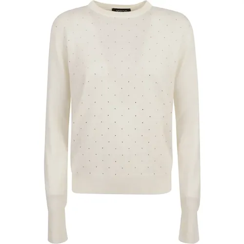 Weißer Crew Neck Sweater mit Strass - Fabiana Filippi - Modalova