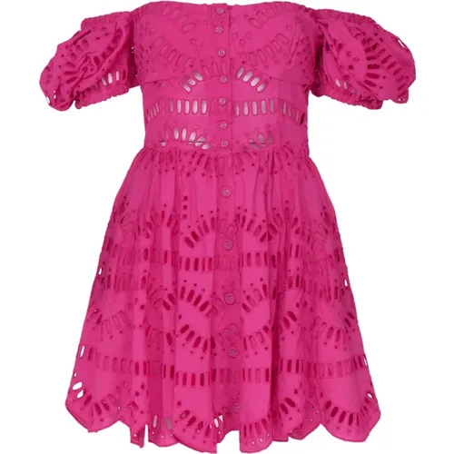 Rosa Mini Kleid mit Puffärmeln , Damen, Größe: L - Charo Ruiz Ibiza - Modalova