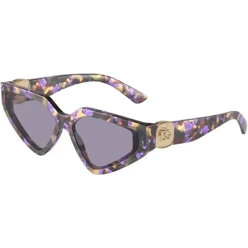 Blaues Gestell Graue Gläser Sonnenbrille - Dolce & Gabbana - Modalova