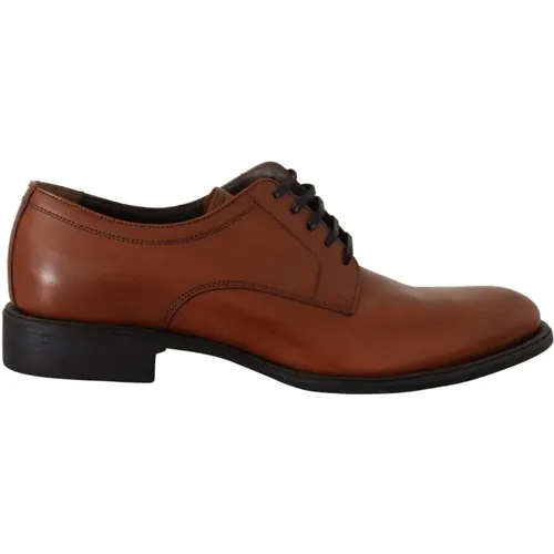 Braune Leder Derby Formelle Schuhe , Herren, Größe: 40 EU - Dolce & Gabbana - Modalova