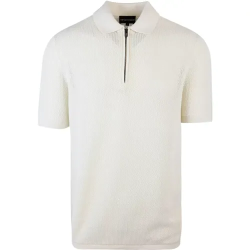 Weißes Polo Zip T-Shirt , Herren, Größe: 2XL - Emporio Armani - Modalova