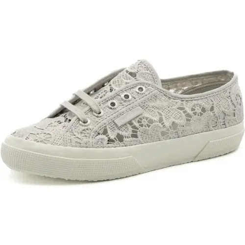 Macrame Grau Silber Elfenbein Sneakers , Damen, Größe: 39 EU - Superga - Modalova