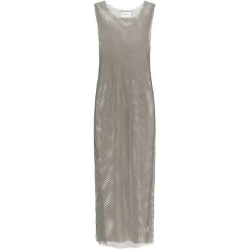 Elegant Mesh Dress Loreen Stone Silver , female, Sizes: XS - NEO NOIR - Modalova