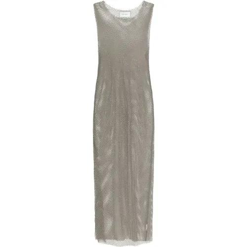 Elegant Mesh Dress Loreen Stone Silver , female, Sizes: XS, M, XL, L, S - NEO NOIR - Modalova