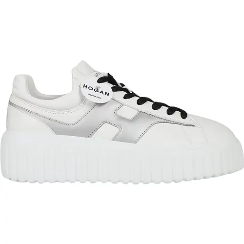 Weiße H-Stripes Leder Sneakers - Hogan - Modalova