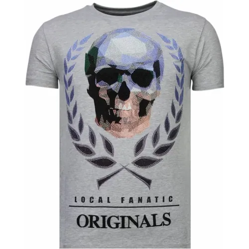 Skull Originals Rhinestone - Herren T-Shirt - 13-6224G , Herren, Größe: L - Local Fanatic - Modalova