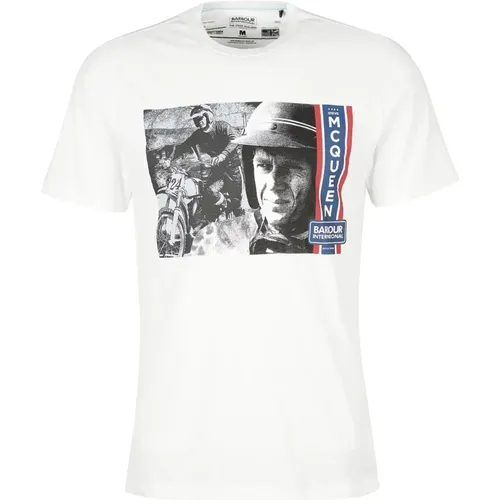 Steve McQueen Zusammenarbeit Harris Grafik T-Shirt , Herren, Größe: L - Barbour - Modalova