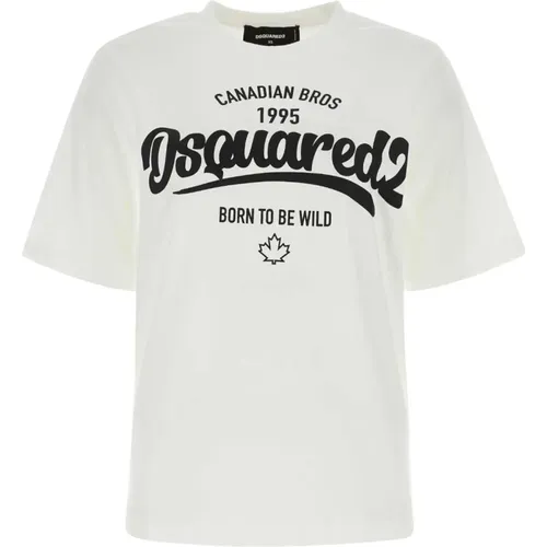 Weiße Baumwoll-T-Shirt , Damen, Größe: XS - Dsquared2 - Modalova