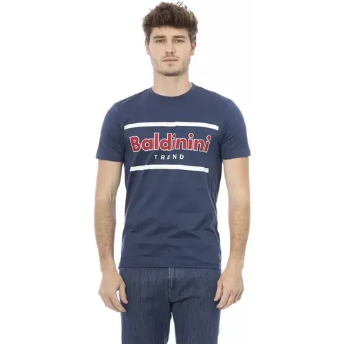 Elegantes blaues Baumwoll-Trend-T-Shirt , Herren, Größe: XL - Baldinini - Modalova