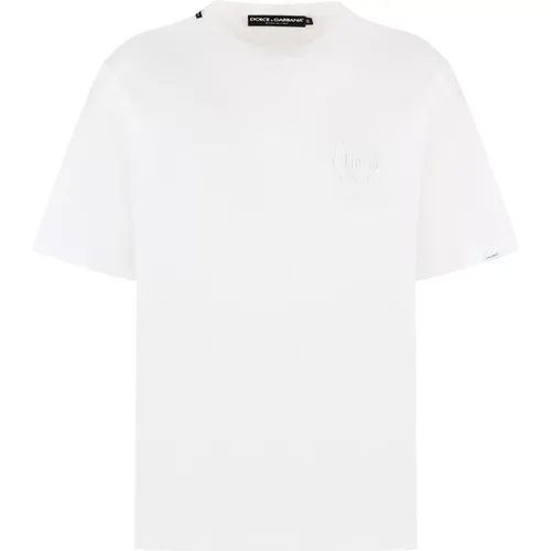 Geripptes crew-neck T-Shirt , Herren, Größe: L - Dolce & Gabbana - Modalova