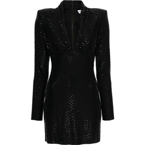 Rhinestone-studded Jersey Plunging Neckline Mini Dress , female, Sizes: XS, 2XS - Self Portrait - Modalova