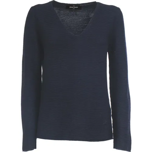 Wool Sweater with V-Neck , female, Sizes: S, M - Gran Sasso - Modalova