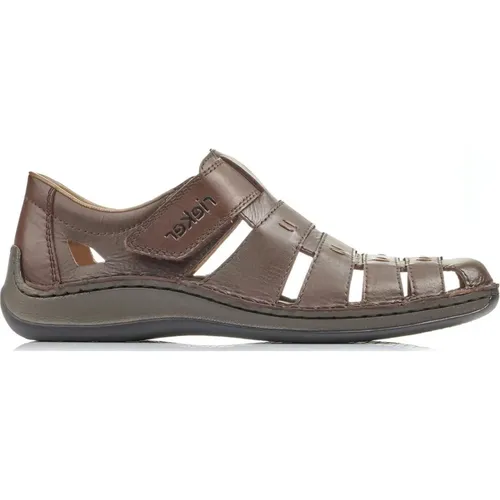 Leather Men`s Flat Sandals , male, Sizes: 10 UK, 7 UK, 11 UK, 12 UK, 8 UK, 9 UK - Rieker - Modalova