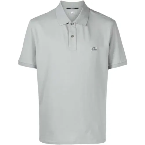Graues Logo-Patch Piqué Polo-Shirt , Herren, Größe: XL - C.P. Company - Modalova