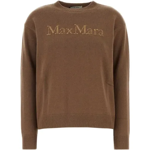 Caramel Wool Sweater Crew Neck , female, Sizes: L, M, XS, S - Max Mara - Modalova