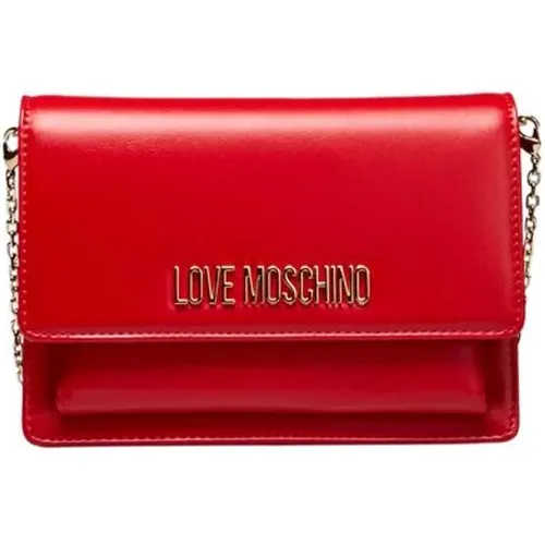 Rote Umhängetasche mit Kette - Love Moschino - Modalova