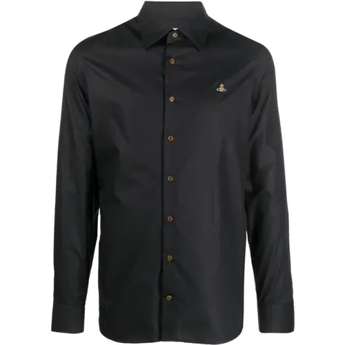 Orb-Embroidered Cotton Shirt , male, Sizes: XL - Vivienne Westwood - Modalova