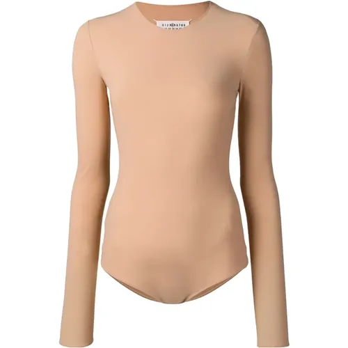 Langarm-Body in Hautfarbe , Damen, Größe: 3XS - Maison Margiela - Modalova