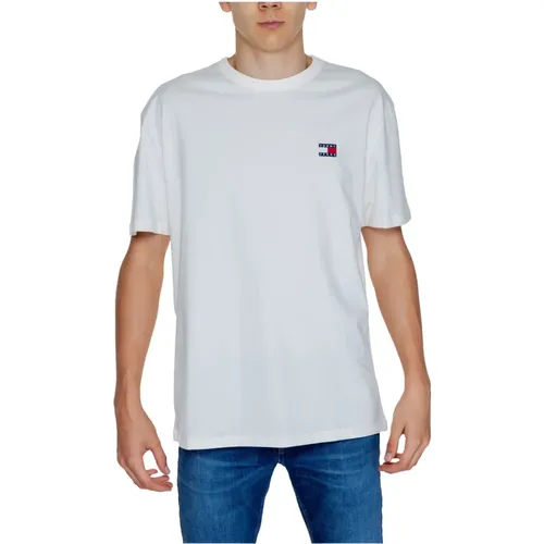 Weißes Baumwoll T-Shirt Rundhals , Herren, Größe: XL - Tommy Hilfiger - Modalova