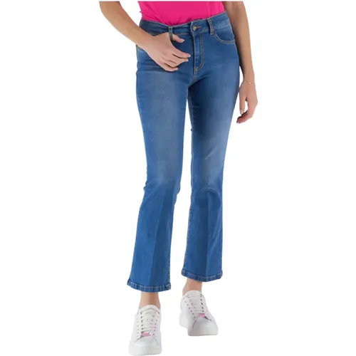 Flared Hem Cropped Jeans , female, Sizes: W29, W25, W28, W30 - Fracomina - Modalova